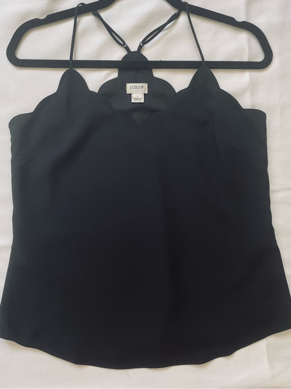 J. Crew Black Scalloped V-Neck Camisole Top